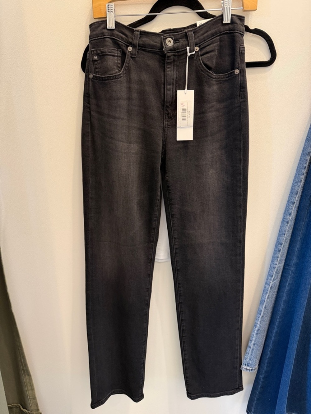 AG Brinley Women's Black Straight-Leg Jeans Size 26 Nebula Wash NWT